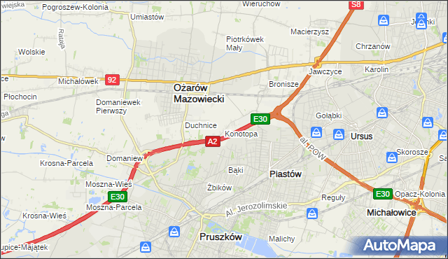 mapa Konotopa gmina Ożarów Mazowiecki, Konotopa gmina Ożarów Mazowiecki na mapie Targeo
