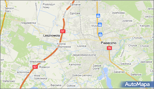 mapa Łoziska, Łoziska na mapie Targeo