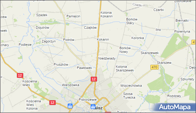 mapa Niedźwiady gmina Żelazków, Niedźwiady gmina Żelazków na mapie Targeo