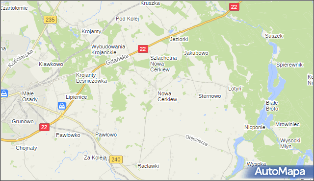 mapa Nowa Cerkiew gmina Chojnice, Nowa Cerkiew gmina Chojnice na mapie Targeo