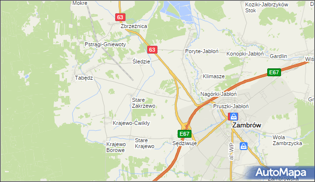 mapa Nowe Zakrzewo, Nowe Zakrzewo na mapie Targeo