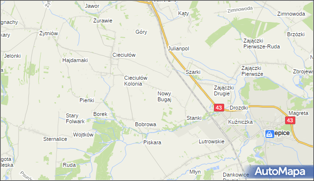 mapa Nowy Bugaj, Nowy Bugaj na mapie Targeo
