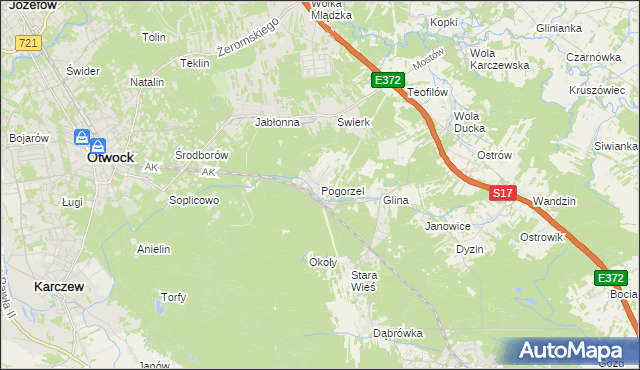 mapa Pogorzel gmina Celestynów, Pogorzel gmina Celestynów na mapie Targeo