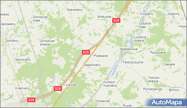 mapa Popławce, Popławce na mapie Targeo