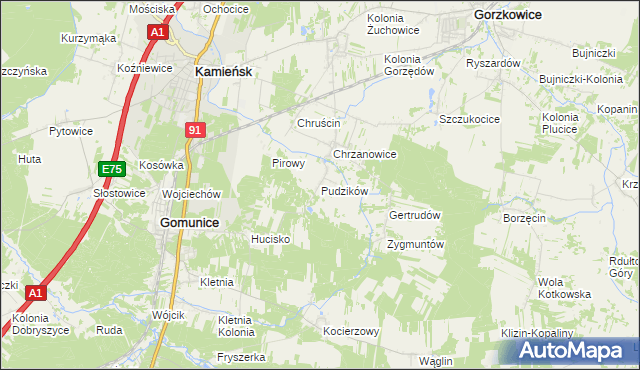 mapa Pudzików, Pudzików na mapie Targeo