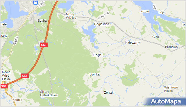 mapa Regiel, Regiel na mapie Targeo