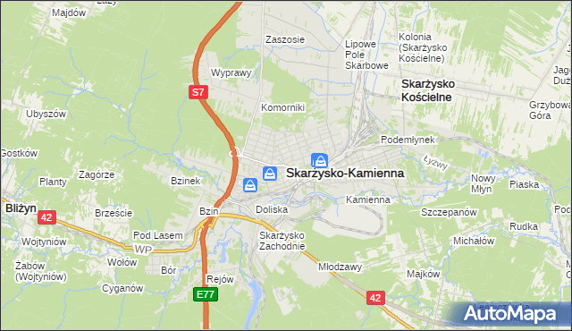 mapa Skarżysko-Kamienna, Skarżysko-Kamienna na mapie Targeo