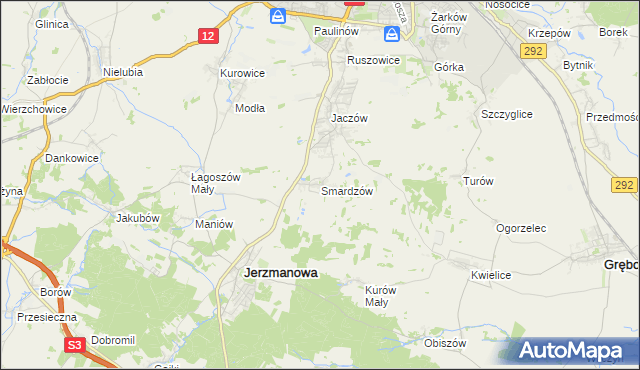mapa Smardzów gmina Jerzmanowa, Smardzów gmina Jerzmanowa na mapie Targeo