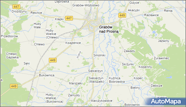 mapa Smolniki gmina Grabów nad Prosną, Smolniki gmina Grabów nad Prosną na mapie Targeo