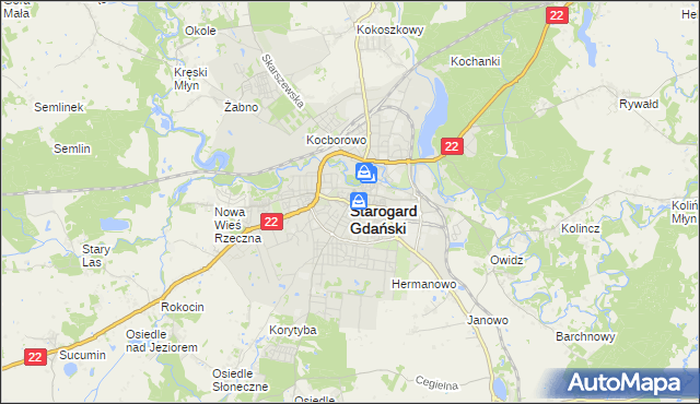mapa Starogard Gdański, Starogard Gdański na mapie Targeo