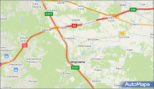 mapa Stefanówka gmina Wiązowna, Stefanówka gmina Wiązowna na mapie Targeo
