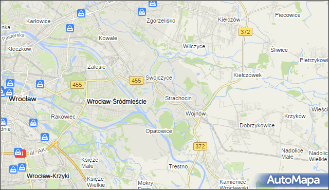 mapa Strachocin gmina Wrocław, Strachocin gmina Wrocław na mapie Targeo