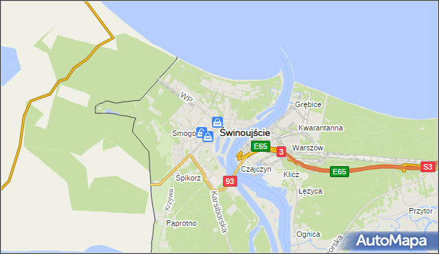 mapa Świnoujście, Świnoujście na mapie Targeo