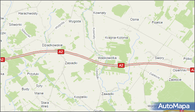mapa Waśkowólka, Waśkowólka na mapie Targeo