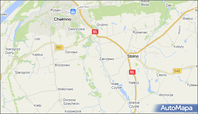 mapa Zakrzewo gmina Stolno, Zakrzewo gmina Stolno na mapie Targeo