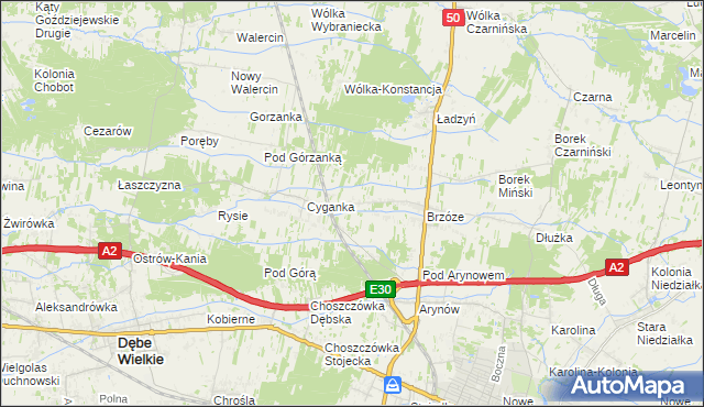 mapa Żuków gmina Mińsk Mazowiecki, Żuków gmina Mińsk Mazowiecki na mapie Targeo