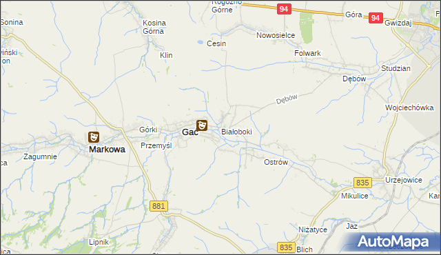 mapa Białoboki, Białoboki na mapie Targeo