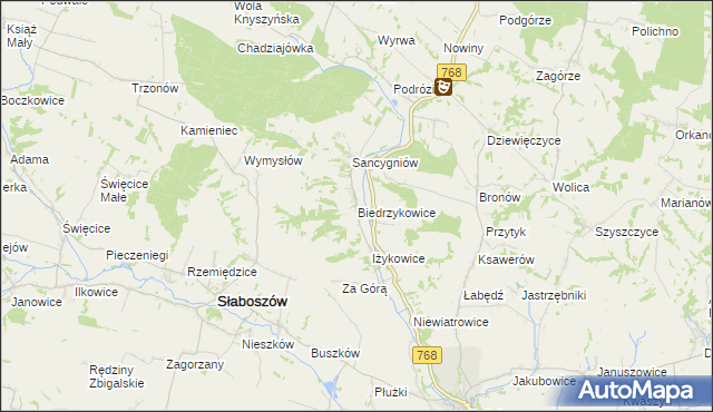 mapa Biedrzykowice, Biedrzykowice na mapie Targeo