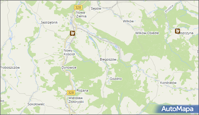mapa Biegoszów, Biegoszów na mapie Targeo