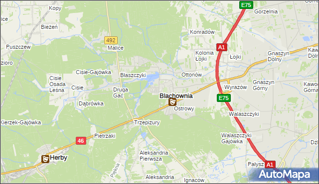 mapa Blachownia, Blachownia na mapie Targeo