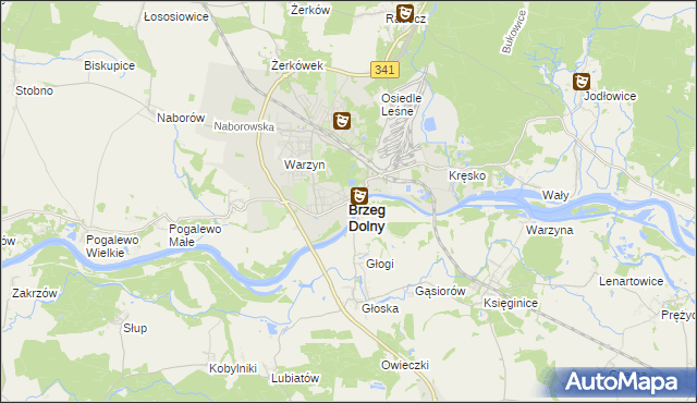 mapa Brzeg Dolny, Brzeg Dolny na mapie Targeo