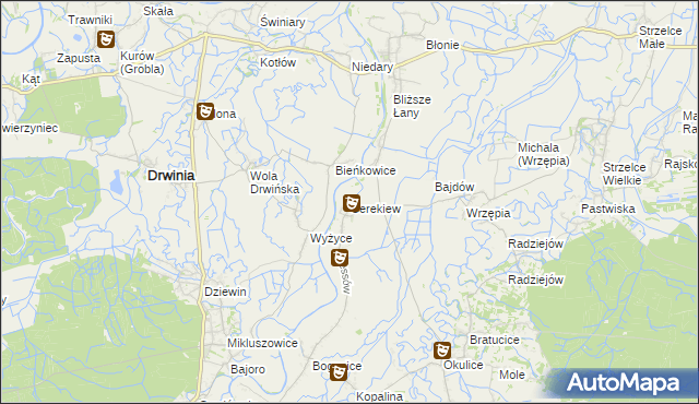 mapa Cerekiew gmina Bochnia, Cerekiew gmina Bochnia na mapie Targeo