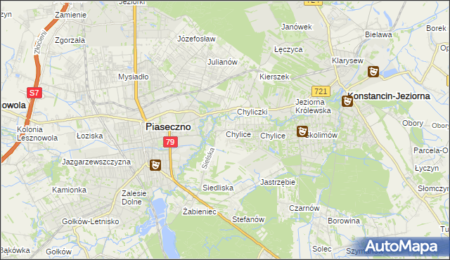 mapa Chylice gmina Piaseczno, Chylice gmina Piaseczno na mapie Targeo