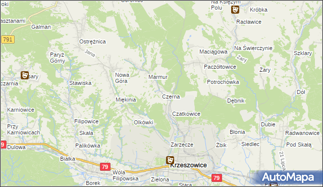 mapa Czerna gmina Krzeszowice, Czerna gmina Krzeszowice na mapie Targeo