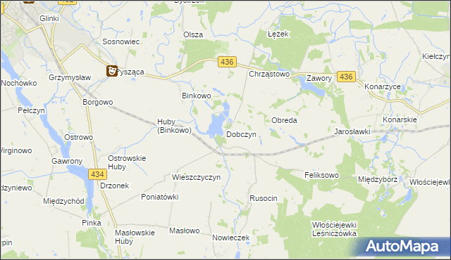 mapa Dobczyn gmina Śrem, Dobczyn gmina Śrem na mapie Targeo