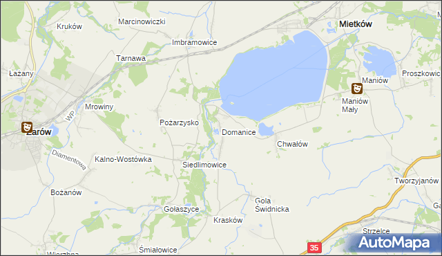 mapa Domanice gmina Mietków, Domanice gmina Mietków na mapie Targeo
