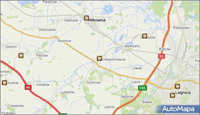 mapa Gniewomirowice, Gniewomirowice na mapie Targeo