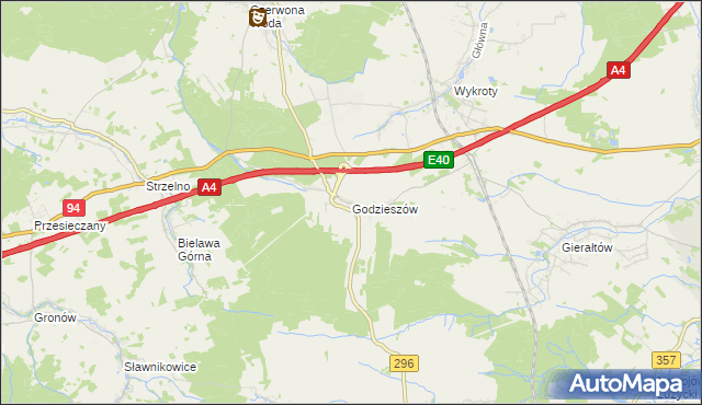 mapa Godzieszów, Godzieszów na mapie Targeo