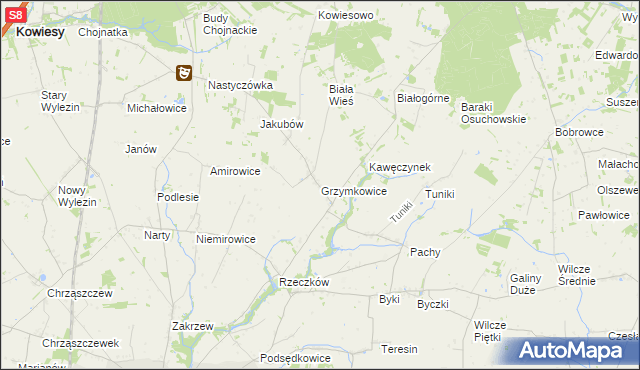 mapa Grzymkowice, Grzymkowice na mapie Targeo