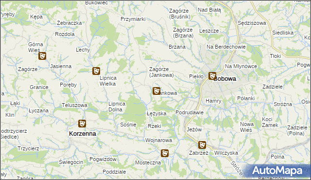 mapa Jankowa gmina Bobowa, Jankowa gmina Bobowa na mapie Targeo