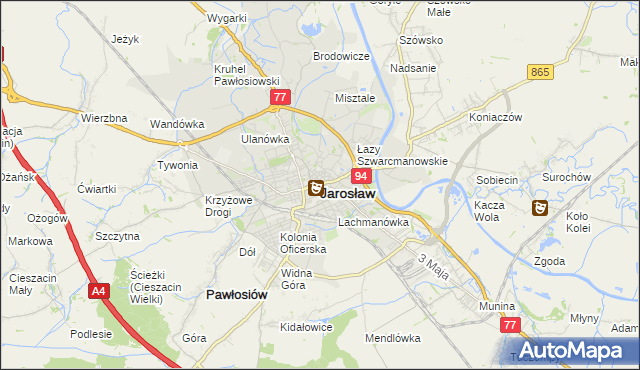 mapa Jarosławia, Jarosław na mapie Targeo