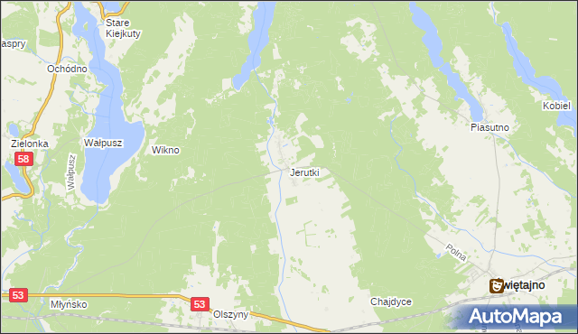 mapa Jerutki, Jerutki na mapie Targeo