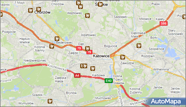 mapa Katowic, Katowice na mapie Targeo