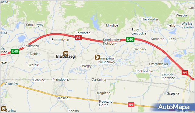 mapa Korniaktów Południowy, Korniaktów Południowy na mapie Targeo