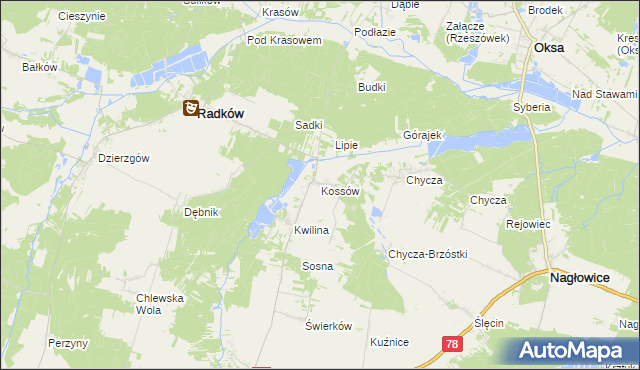 mapa Kossów, Kossów na mapie Targeo