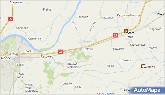 mapa Królewo gmina Stare Pole, Królewo gmina Stare Pole na mapie Targeo