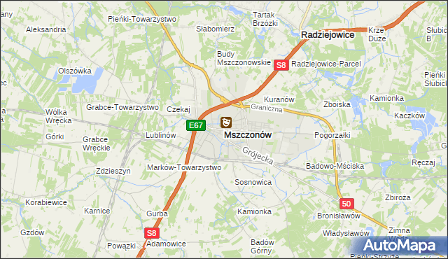 mapa Mszczonów, Mszczonów na mapie Targeo