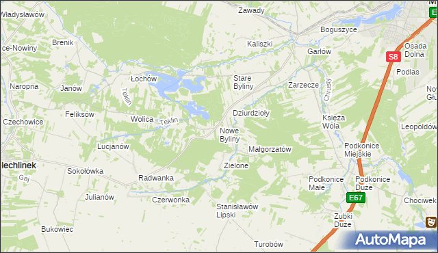 mapa Nowe Byliny, Nowe Byliny na mapie Targeo