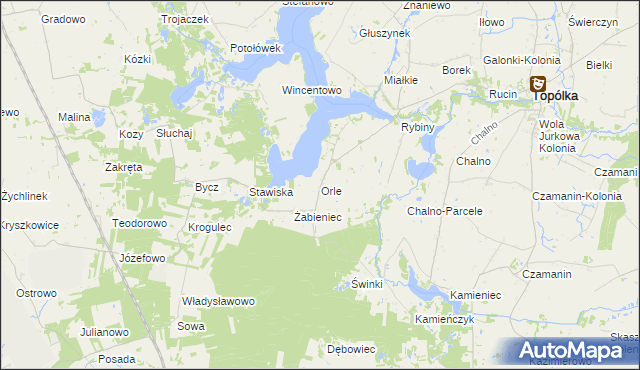 mapa Orle gmina Topólka, Orle gmina Topólka na mapie Targeo