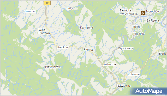 mapa Płonna gmina Bukowsko, Płonna gmina Bukowsko na mapie Targeo