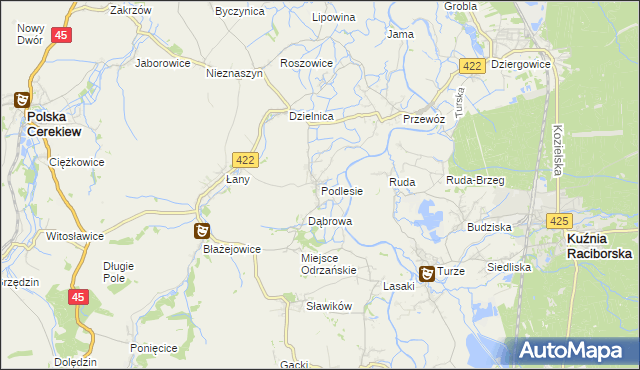 mapa Podlesie gmina Cisek, Podlesie gmina Cisek na mapie Targeo