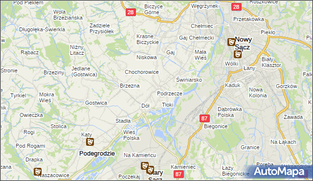 mapa Podrzecze gmina Podegrodzie, Podrzecze gmina Podegrodzie na mapie Targeo