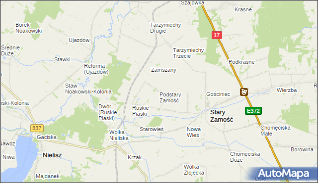 mapa Podstary Zamość, Podstary Zamość na mapie Targeo