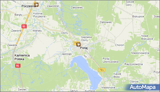 mapa Poraj powiat myszkowski, Poraj powiat myszkowski na mapie Targeo