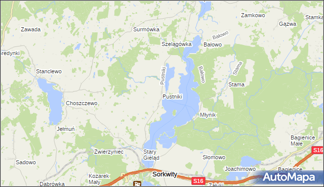 mapa Pustniki, Pustniki na mapie Targeo