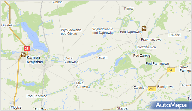 mapa Radzim gmina Kamień Krajeński, Radzim gmina Kamień Krajeński na mapie Targeo